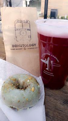 Pistachio doughnut with a berry noir from boulevard