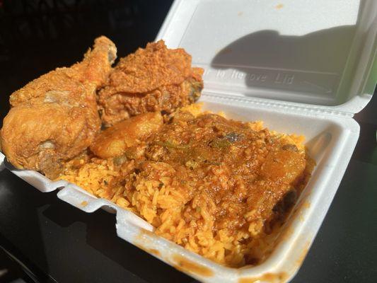 Fried chicken and yellow rice