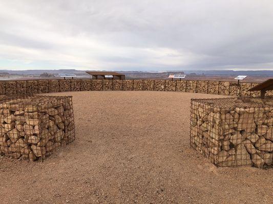 This area has information on the names of all the peaks and buttes as well as directional information with representations.