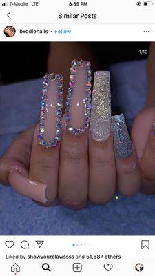 This is the diamond design I wanted on my nails