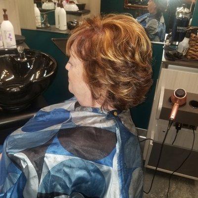 Red copper with golden highlights