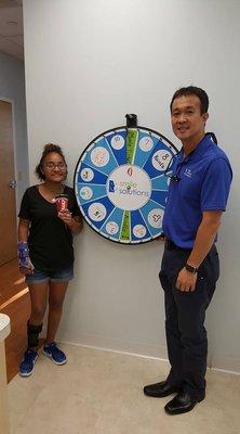 Our patients love our spinning wheel!