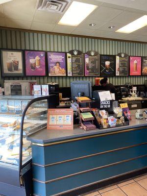 Starbucks counter & menus