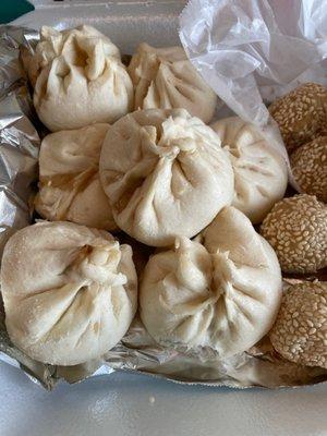 Bok Choy Buns (Left) and Sesame Balls (Right)  All dishes come separately packaged. I just combined them to serve.