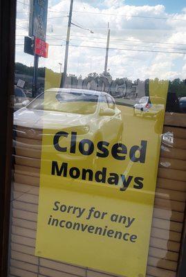 Closed on Mondays