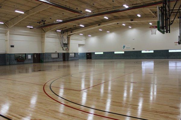 Two full size basketball courts at the Southeast Y.