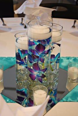 Floating blue orchids