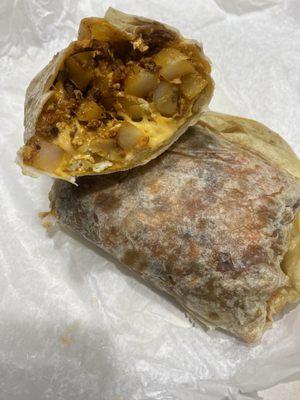 Chorizo breakfast burrito