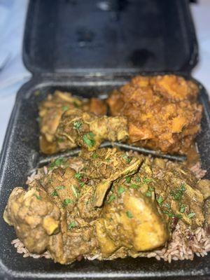 Jerk chicken with rice/peas and sweet yams.