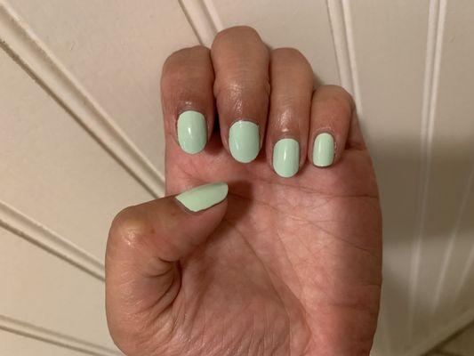 Mint colored manicure (quick dry)