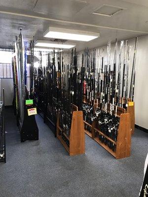 Big selection of fishing rods