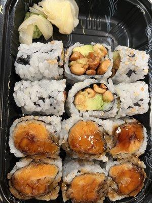 Sweet Potato Tempura Roll and Peanut Avocado Roll