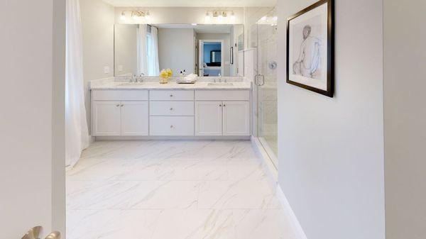 Master Bathroom made with White Carrara Marble