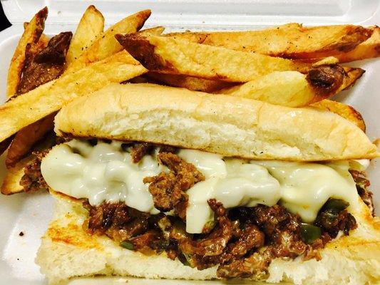 Steak sub with hand cut fries!!  Taste bud's bliss!