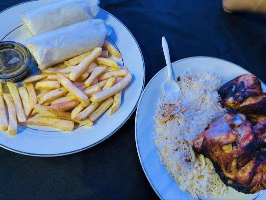 Behari kabob role and chicken tikka pulao