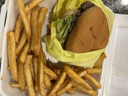 Cheeseburger and fries