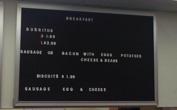 Breakfast menu  Served Monday-friday