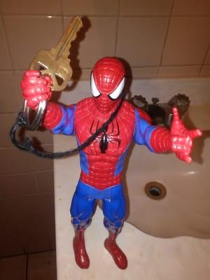 Spidey holds the key to the ladies restroom!