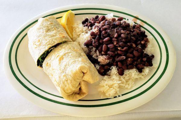 Fish Wrap with Rice and Beans at Barracuda Grill