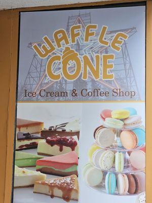 Waffle Cone Ice Cream & Coffee Shop outdoor sign.