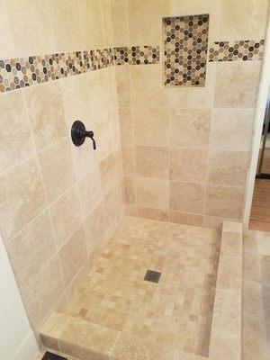 Double Threshold Tile Shower