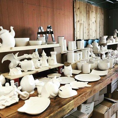 Lots of great ceramics; waiting for you to paint them.