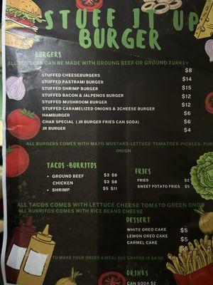 This is the menu some prices may be different, but worth every penny! This is a picture of the burger.