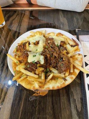 Naan bread poutine pizza