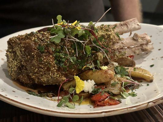 Pistachio Crusted Texas Wild Boar Chop