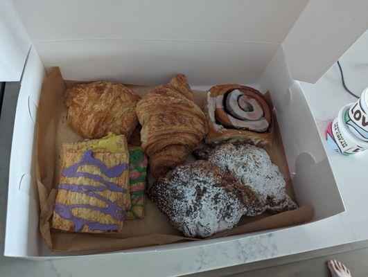 Croissants, pop tarts and cinnamon roll