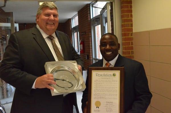 Barry and LeVar take home the hardware for the Chesterfield Co First Choice Business 2013 Community Impact Award