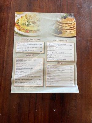 Cafe menu