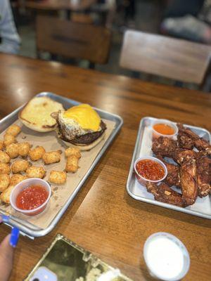 Burger and wings