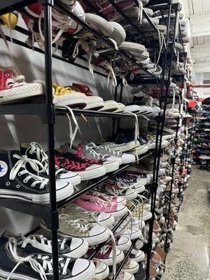 Over 1000 pairs of shoes in new or good condition.