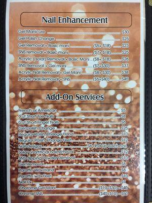 Salon Template Menus & Price