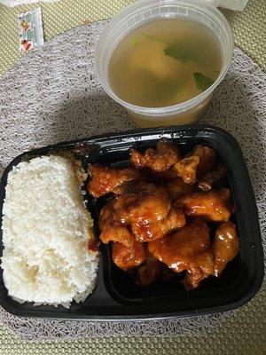 Orange Chicken with wonton soup