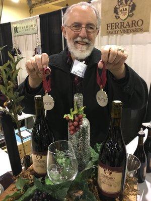 Mr. Bob Ferraro was pleased as this was the first time he had ever entered his wines for judging.