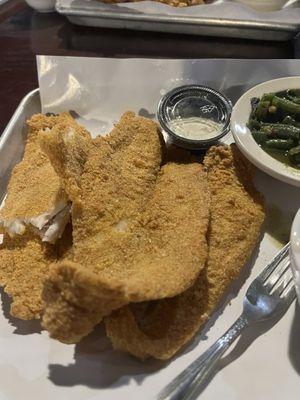 Fried Catfish with green beans.