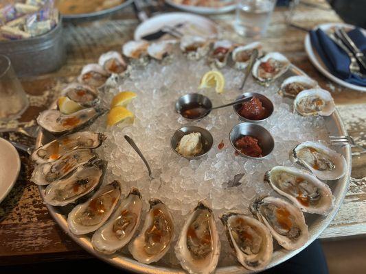 Assorted Oysters on the half shell.