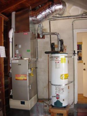 Bryant "Evolution" high efficiency furnace mounted above a high efficiency filter.