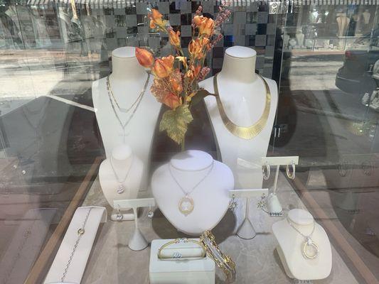 Argento Jewelry window display.