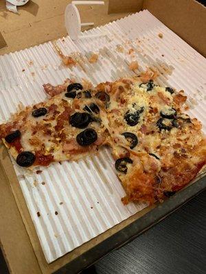 Black olives bacon...thin crust