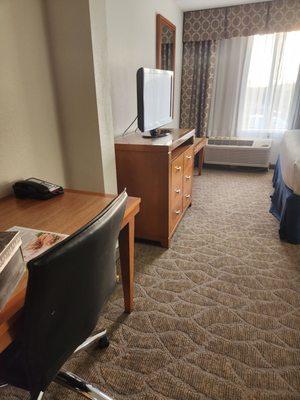 Desk and dresser with tv