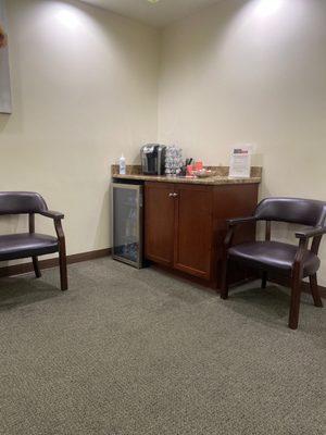 Drink bar area in the waiting room.