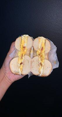 Egg with Meat and Cheese on a Bagel (everything bagel)