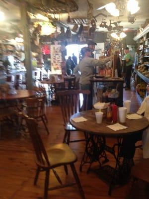 Eating inside a country store!