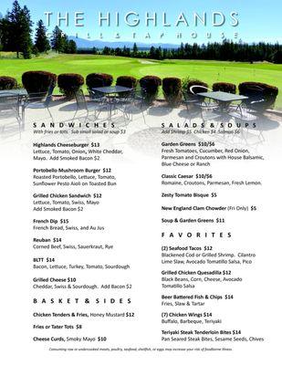 Check out The Highlands' new menu!