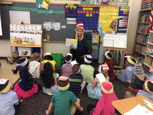 Teachers visited local schools to read to students in honor of Dr. Seuss' birthday on March 2nd.