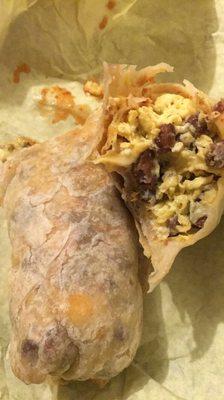 Sausage breakfast burrito