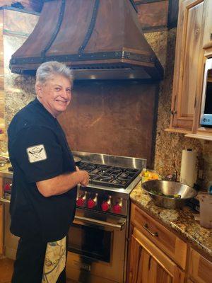 Chef Bill preparing dinner in the Redwoods Yosemite Wawona Ca 2021